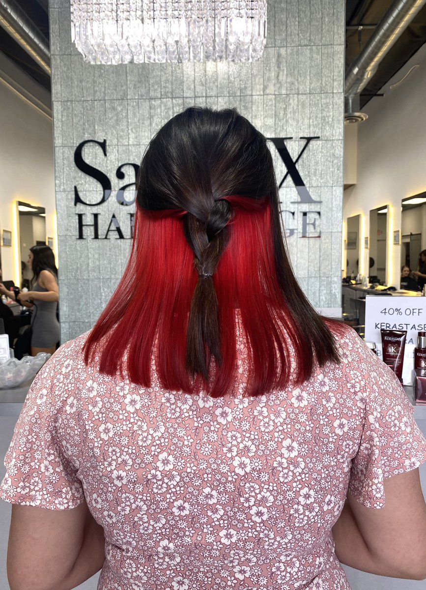 Red peek-a-boo done by Ciara at SalonX Hair Lounge in Las Vegas NV!
#SalonXHairLounge #HairSalon #SalonX  #Hair #BestOfLasVegas #summerlin #peekaboo #hairtransformation #peekaboohair #red #redhair