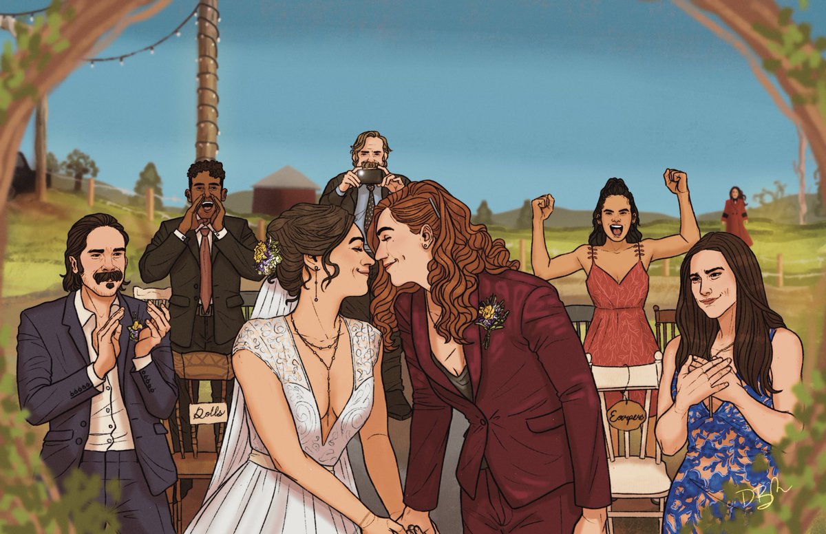 DBenitez95's tweet photo. I just realized I never shared the full view of this piece I did for EHCON 2022. It’s been a year so it seems like the right time to finally show y’all. I miss these goobers so much. #WynonnaEarp https://t.co/AoHXvshfgG