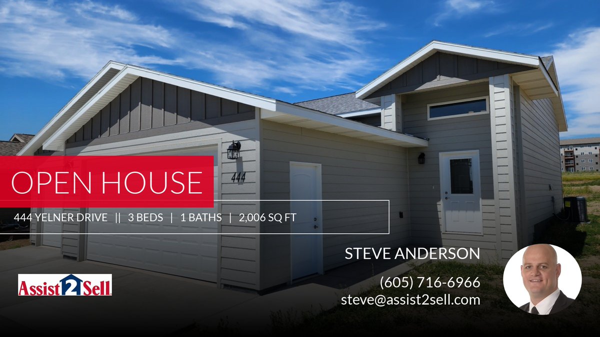 Assist2Sell_rc's tweet photo. 📷 OPEN HOUSE!!!  444 Yelner Drive, Box Elder, SD 57719📷
📷3 📷1. 📷3.
📷 2006 sq. feet
📷.16 acres
📷Located just mins outside of the main gate of Ellsworth Air Force Base!
📷
📷Listed at $337,500
📷
#Assist2Sell https://t.co/QylZnuRWyB https://t.co/Q1ilvBb8SS
