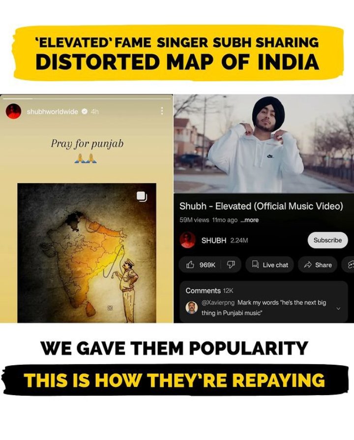 Rajvard15943451's tweet image. The man who shared a distorted map of my &apos;Bharat&apos;, should he have the right to perform in my country? Nooo!!

Let&apos;s make it big!
#boycottshubh