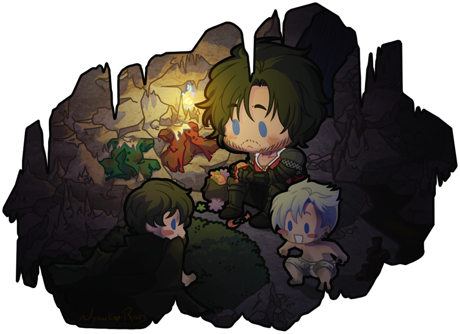 Camping with daddy (But none of them know it yet)
A small piece inspired by <a href="/skaylanphear/">S. Kay Lanphear</a>'s amazing #FF16 fic "Thunder and Shadow"
I love those boys so much already 🔥❄️⚡️✴️