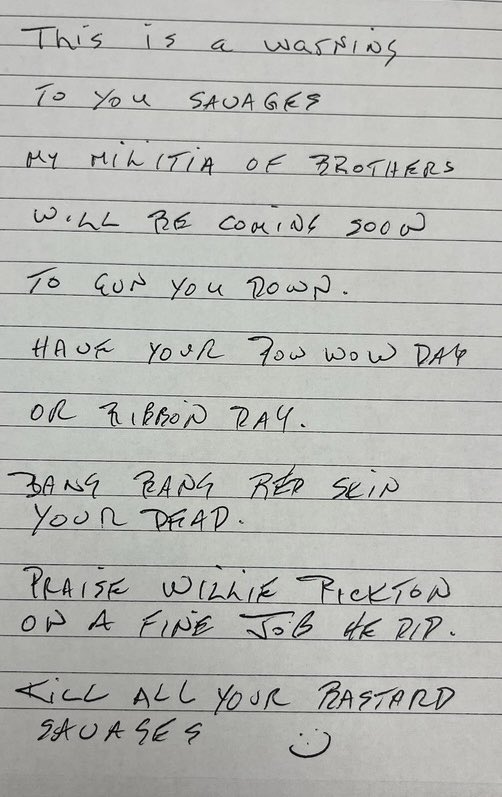 lynnacoose's tweet photo. Posting this in the hope that Yorkton RCMP will actually investigate this letter Yorkton Tribal Council got in mail July 24. Tribal Chief and Mayor of Yorkton work to create good relations but Indig women not a priority for RCMP.
#MMIWG2S
#SearchTheLandfill
#CallsForJustice https://t.co/Zgd0d3d9l1
