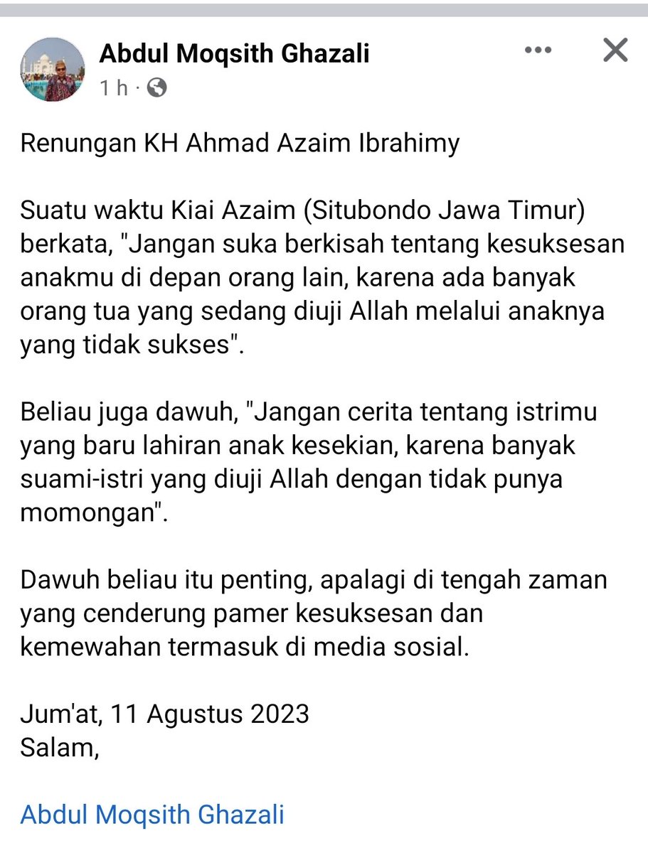 Ajaran yg sangat bermanfaat dari Kiai Azaim Situbondo.