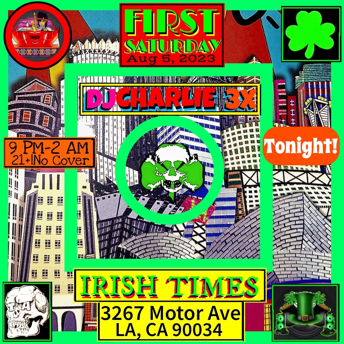 DJCharlieX666's tweet image. Celebrate the first Saturday of August at LAs finest Irish bar!
#Saturday #Irish #ladjs #80s #theestaticage #90s #dj #2000s