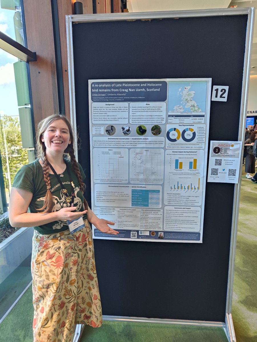 Come see my poster today at #icaz2023 on my MSc research completed <a href="/ZooarchLabSheff/">Sheffield Zooarchaeology Lab</a>. Drop by to chat about Scottish birds, Australian freshwater mussels, and an exciting student symposium for archaeological science that <a href="/ARCAS_news/">ARCAS</a> has planned for later this year! <a href="/ICAZ_News/">ICAZ News</a>