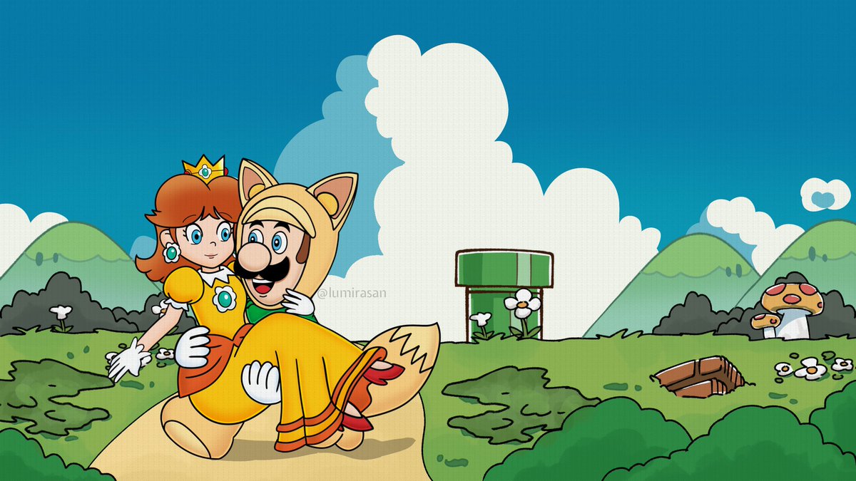 Lumirasan's tweet image. Luigi &amp;amp; Daisy.

#luaisy #Luigi #Daisy #nintendo #SuperMarioBros