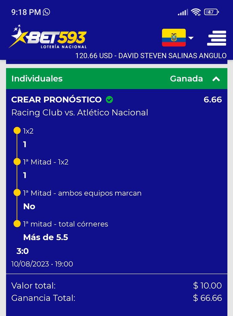 Hoy la academia nos hizo ganar 💯 #apuestasdeportivas <a href="/bet593/">Bet593oficial</a> #racingclub
#libertadores2023