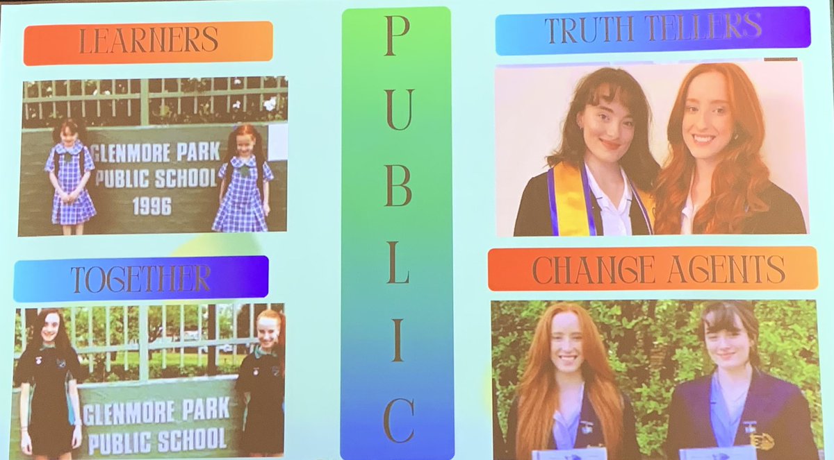 Publicly educated former students of #NOIINSW schools - Caitlin and Chloe Keenan-Dunn are #proud to be public - sharing with us how their voices were heard, how they were valued as individuals and how their independence and growth as life-long learners was nurtured.