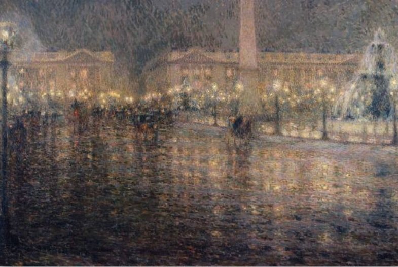 Llovió mucho esta tarde sobre la CDMX. Les comparto este lienzo de un París nocturno y lluvioso : "La Place de la Concorde de noche" (1909) por Henri Le Sidaner, un maravilloso pintor admirado por Marcel Proust.
¡Buenas noches!