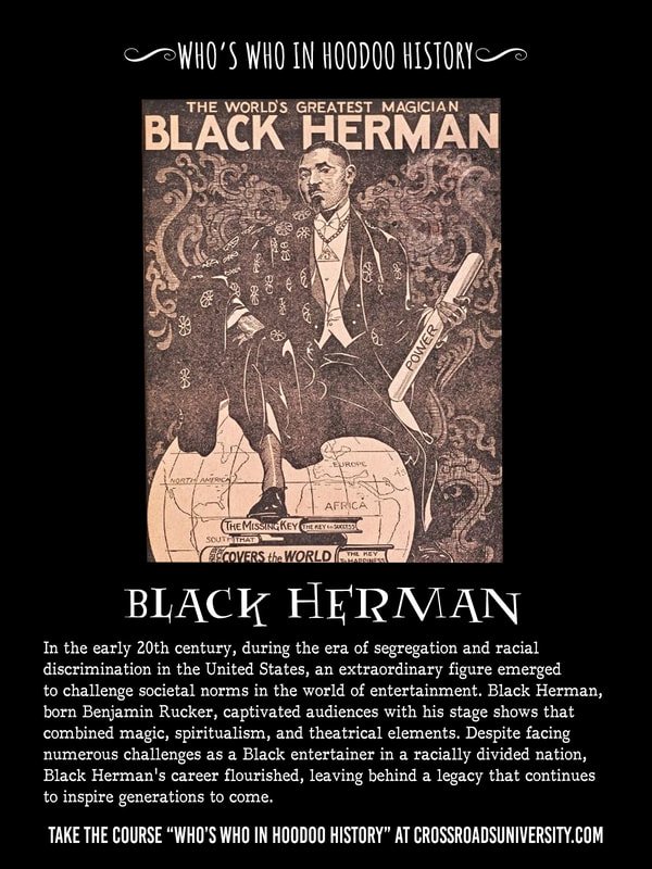 Who's Who in Hoodoo History: Black Herman, born Banjamin Rucker, was a larger-than-life performer, a master illusionist, and a charismatic showman who enchanted audiences with his mesmerizing magic shows and captivating stage performances. Learn more: crossroadsuniversity.com/courses/who-s-…