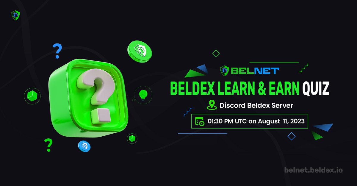 Beldex Learn &amp; Earn Quiz 31

📖Topic: BelNet

📍Where?
#Beldex Discord #quiz channel - discord.gg/dycmnUrSZ3

⏰ When?
01:30 PM UTC on the 11th of August, 2023

Subscribe to our Medium Newsletter to learn about Beldex: beldexcoin.medium.com/subscribe

$BDX #BelNet