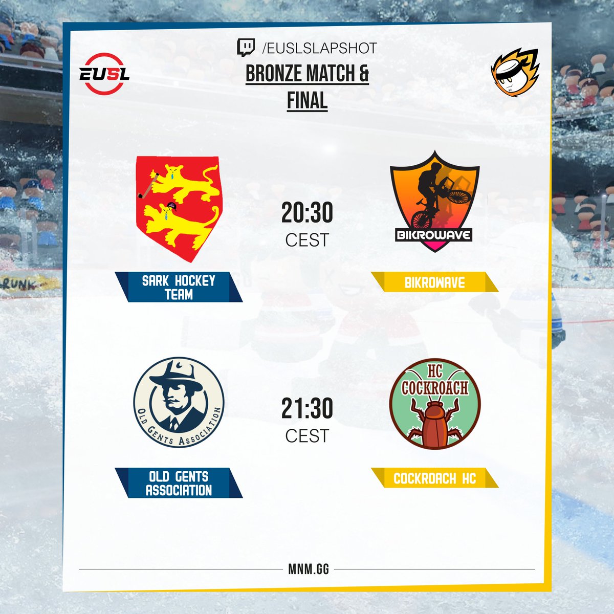 EUSLSlapshot's tweet image. Join us tonight for the Bronze Match at 20:30 and then the Final at 21:30 #SHTvsBKW #OGAvsBUG twitch.tv/euslslapshot