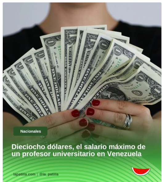 GremioDocente's tweet photo. Se cumplen “509 días sin aumento salarial”, recuerda el miércoles la Asociación de Profesores Universitarios de la Universidad Central de Venezuela (APUCV) que, diariamente, en sus redes sociales lleva la cuenta para seguir visibilizando la “precariedad” generalizada que viven los profesores universitarios.
Vía @la_patilla