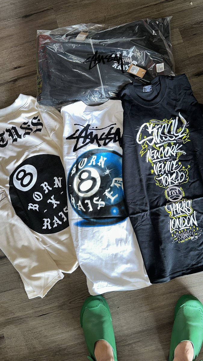 Ovrnundr's tweet photo. Early look at the Stüssy x Born X Raised collection. Releasing Friday August 11th, available online 10 AM PST / 1 PM EST https://t.co/HGr3dmqeTf, and Stüssy chapter stores https://t.co/bj00JhZkpB