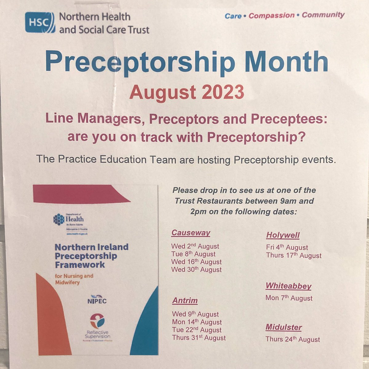 @NHSCTStaff are you on track with Preceptorship? Have you attend one of the preceptorship roadshows? Come along & get all your questions answered. @Traciefleming_ @ElizGrahamNHSCT