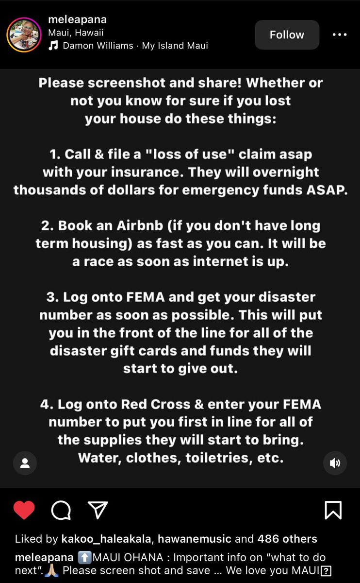 lawaikapohaku's tweet photo. Info on “what to do next” for ʻohana Maui affected by this tragic event.

Repost from Mele Apana on IG. https://t.co/6LU0u1Hkgs