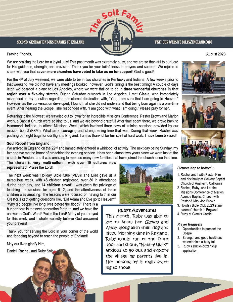 Our July prayer letter is out!
To view past prayer letters visit solts2england.com/prayer-letter
