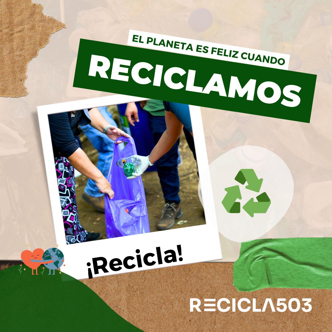 Somos responsables del estado del planeta 🌎. Buenas acciones como RECICLAR lo hacen feliz 🙌🏼💚
