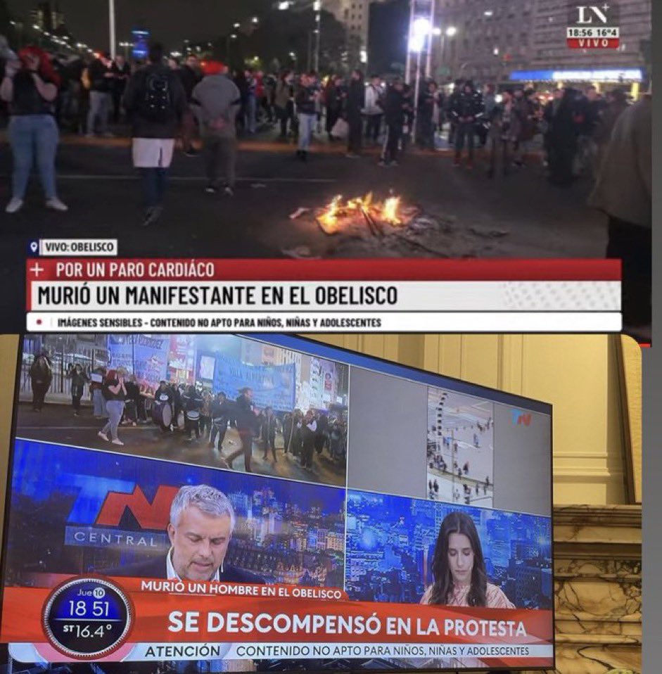 Un muerto en el Obelisco
Le dio un infarto en una manifestación
Tenia pedido de extradición de Colombia x ser parte de las FARC y acusado x secuestro extorsivo  y terrorismo

Un médico asesinado en la puerta de la casa de su madre en Morón de un disparo en la cabeza para robarle