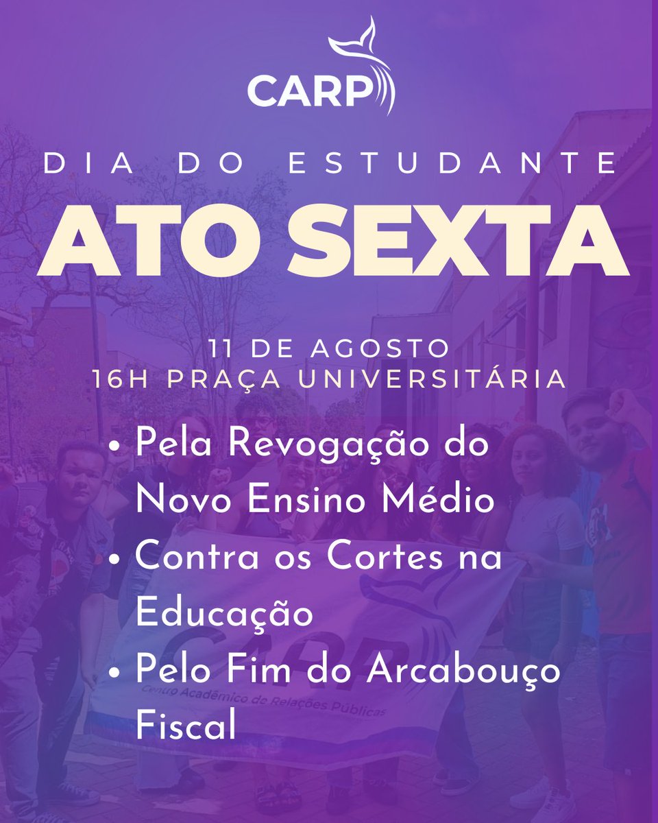 CARPUFG's tweet photo. ➡Venha participar com o CARP do Ato que acontecerá em todo o nosso país e vamos juntos defender a UFG. https://t.co/EzLXnBMmU9