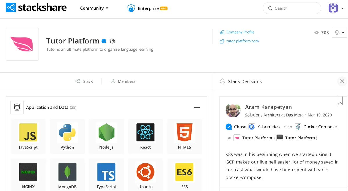 stackshareio's tweet image. The #TutorPlatform Stack: @kubernetesio

buff.ly/3JColcb