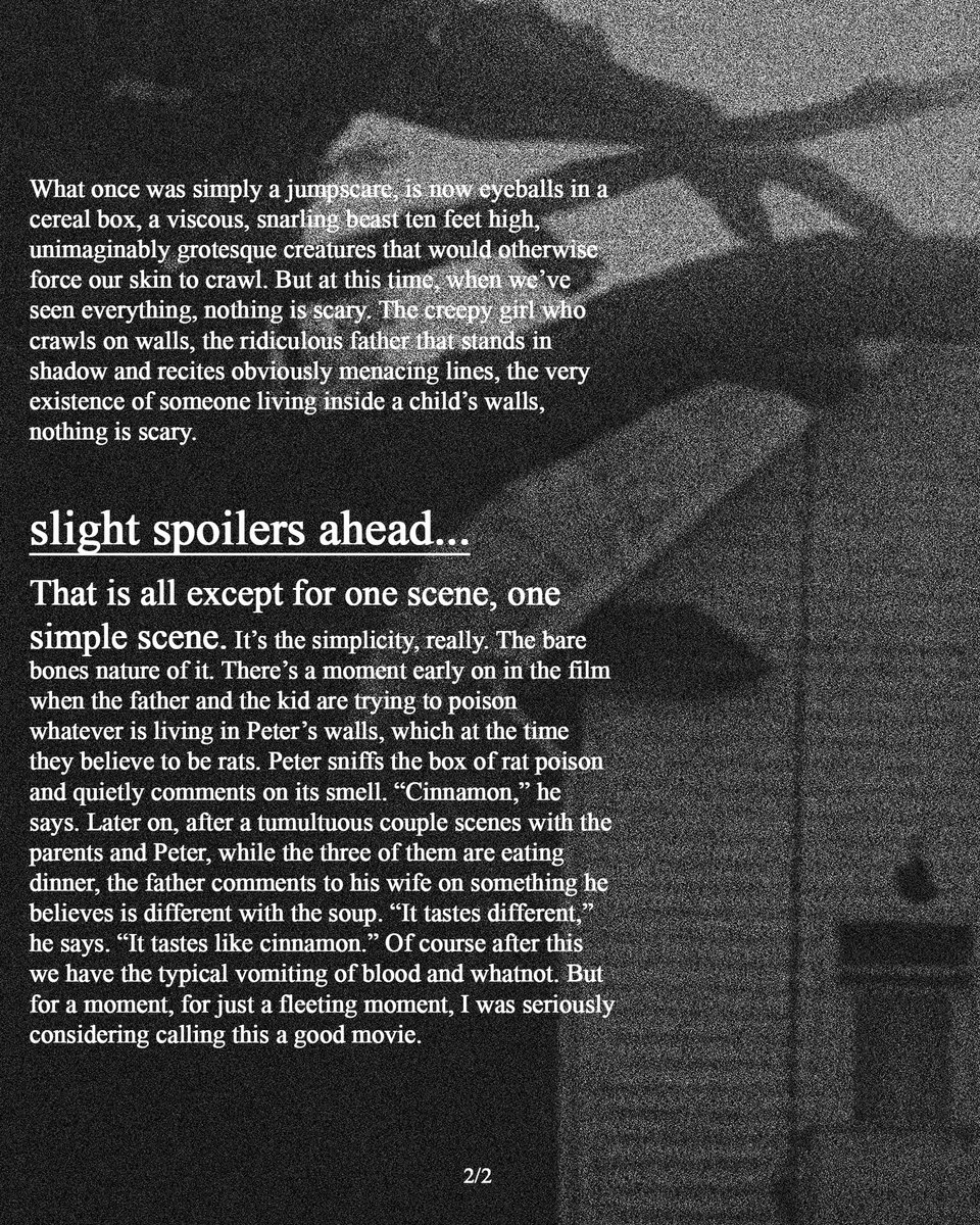 When my uncle asked me when I got back from Cobweb, "How was the movie?" My exact response was, "It was a horror movie."
#cobwebmovie #Cobweb  #antonystarr #lizzykaplan #GraphicDesign  #magazinestyle #Essays  #essaywriting  #MovieReview  #FilmTwitter #HorrorMovie #horrorfilm