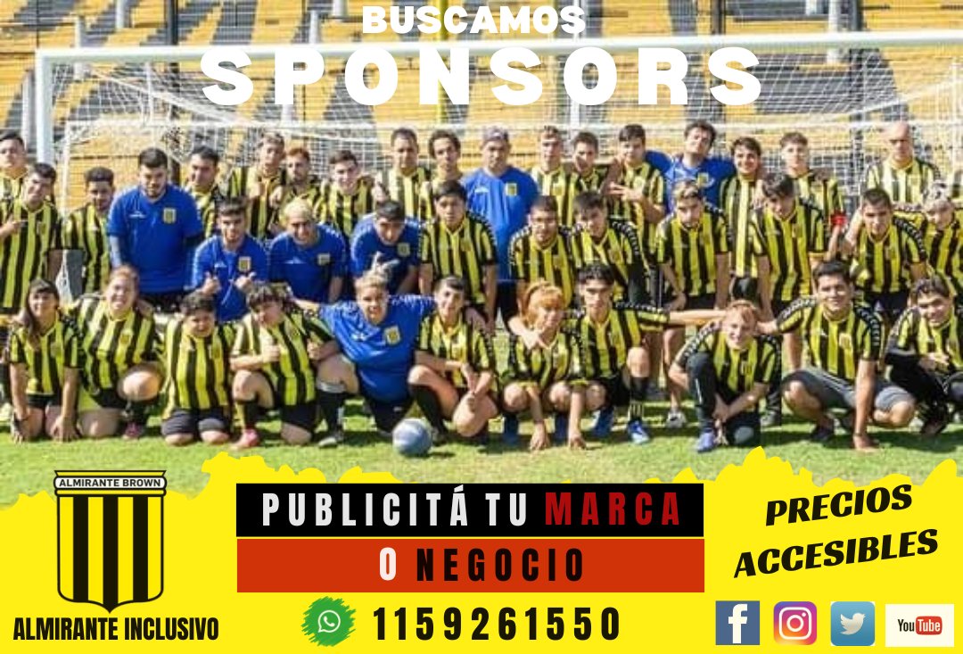 Sumate al inclusivo del más grande del oeste!⚫️🟡⚫️ Si tenes un negocio, pyme o un microemprendimiento comunícate al 📞1159261550 y conocé las posibilidades de mostrar tu marca en el fútbol inclusivo que crece a pasos agigantados 😉#sponsor #publicidad #fútbolinclusivo