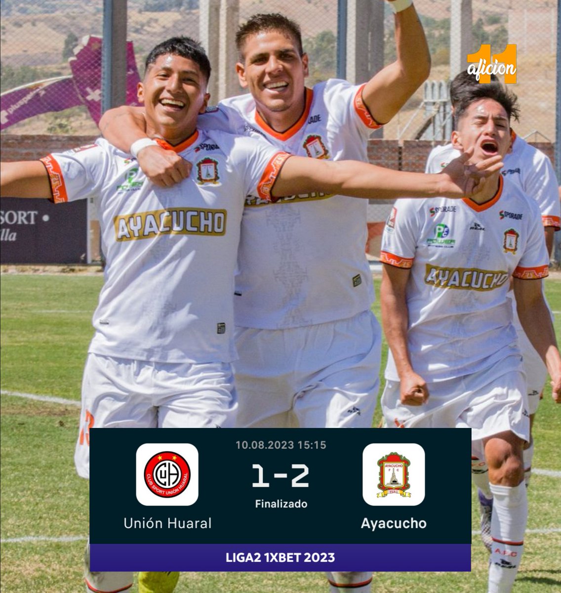 #AyacuchoFC venció 2 - 1 a #UnionHuaral de visita y sigue sumando con miras a alejarse del puesto de descenso de la #Liga2.