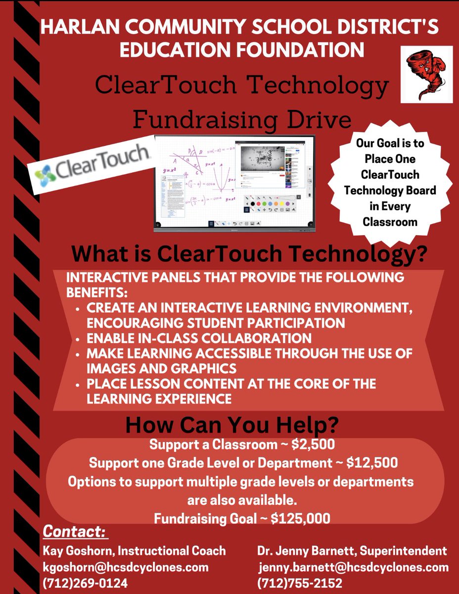 HCSD’s Education Foundation has raised funds in the past for Merrill Field renovations, STEM programming, and the music department (just to name a few). 
Now, we have a new project. We’d love your help in raising funds to place ClearTouch Technology Boards in all classrooms