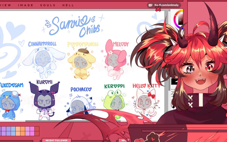 We workin on sanrio comms today baybeee!!  Come join!! <33   twitch.tv/oniimely