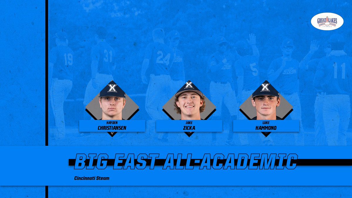 CincinnatiSteam's tweet photo. Congratulations to #Steammates Hayden Christiansen (‘22 & ‘23), Jake Zicka (‘22), and Luke Hammond (‘22) for being named to the @BIGEAST All-Academic Team!
#GoSteam #FullSteamAhead https://t.co/vDpK6R2Za5