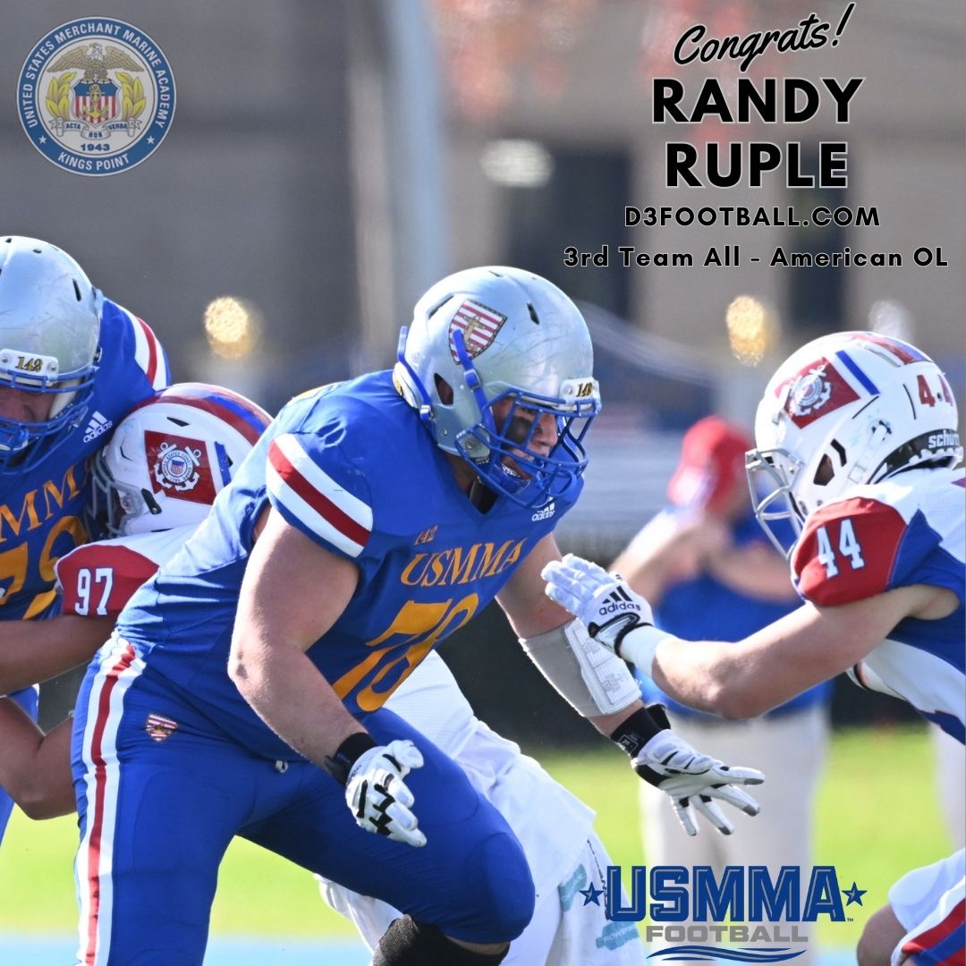USMMAFootball's tweet photo. Big Man Randy Ruple @d3football 3rd Team All-American! Every snap is a 🥞 #Opportunity #d3fb #OURAcademy #AllAmerican https://t.co/4Q9xdwgVhR