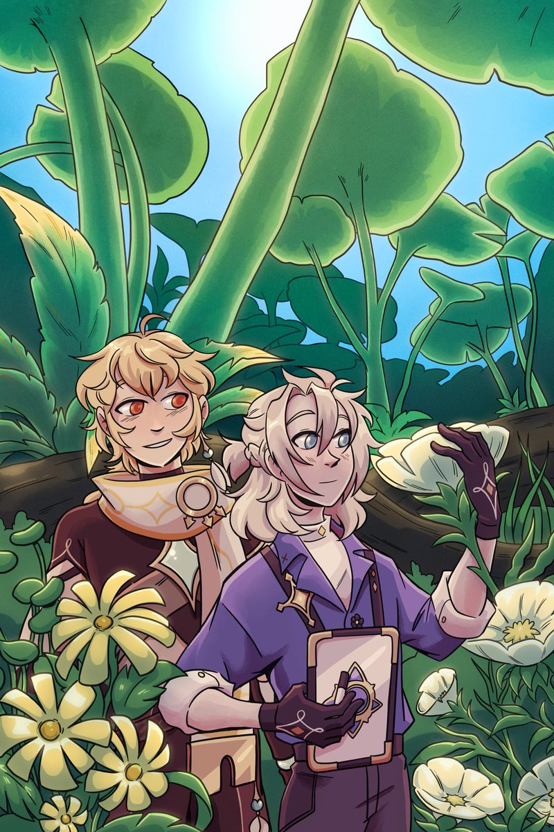 bo_beanies's tweet image. Albether week day 5 🌼 experiments and flowers 🌸 

( Genshin impact , #AlbetherWeek2023 , #Aebedo )