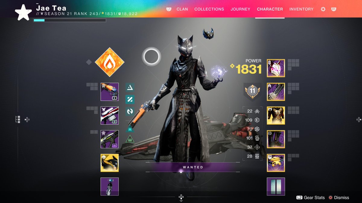 prince_clips's tweet photo. There's not much reason to log into Destiny lately but here's one - the Starfire Protocol ornament is available for bright dust. Here's my clanmate JaeTea rocking it with Erebos Glance shader. Very stylish! https://t.co/9KjB9GkWVJ