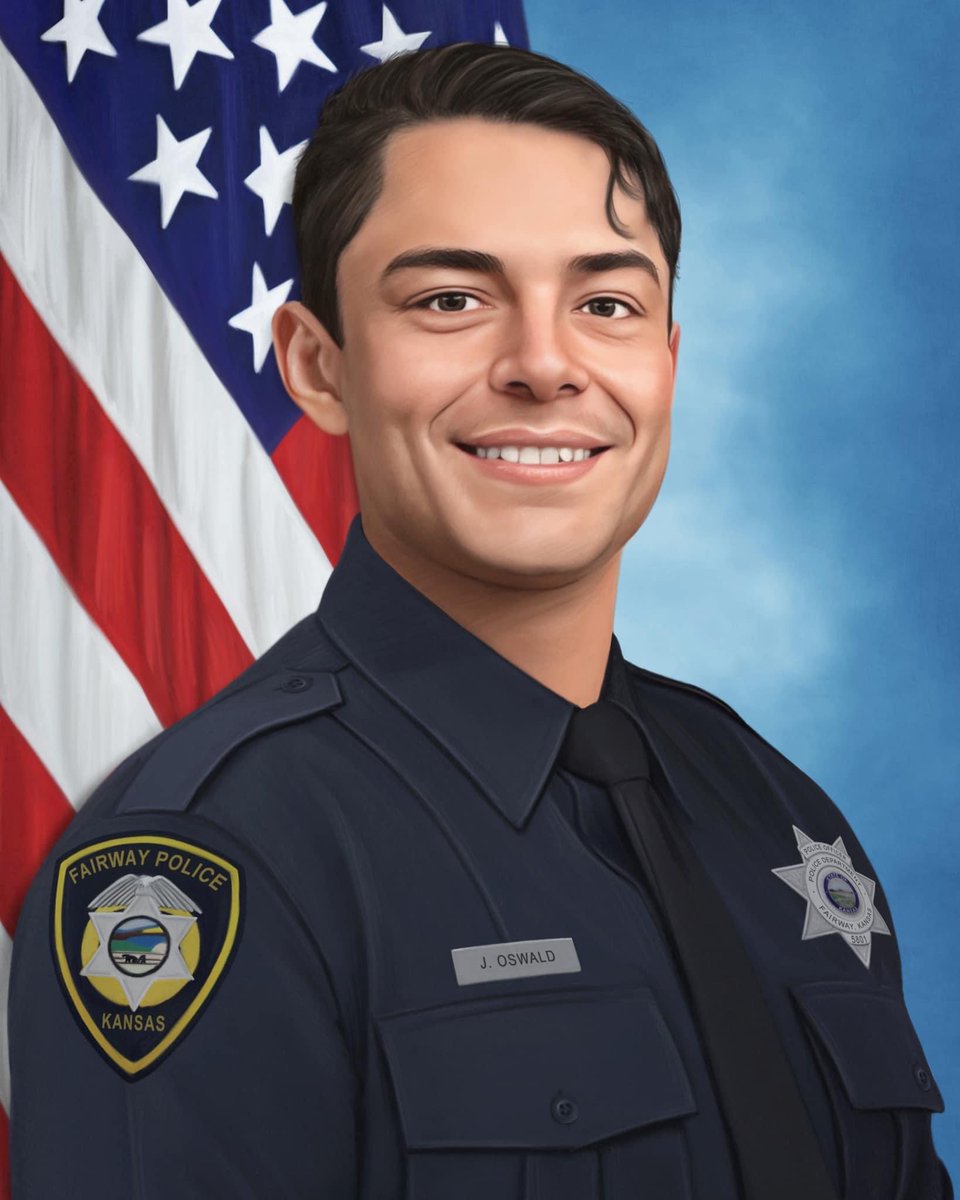 This portrait of fallen Fairway, Kan. Officer Jonah Oswald is by artist Johnny Castro. He creates portraits of fallen officers free of charge to the family. And just like that, a little bit of our faith in humanity is renewed. #neverforgotten