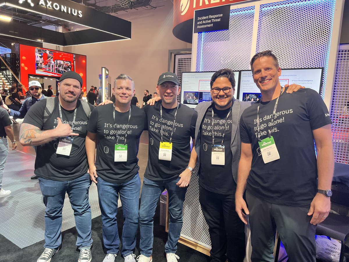 Macksta2's tweet photo. Closing out Blackhat Vegas 2023 great team, great few days and great client discussions.  XForce in action https://t.co/82EUVJpPqM