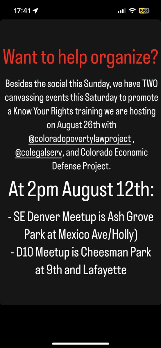 denvermetroTU's tweet photo. Interested in organizing and getting to know your neighbors? This weekend we are hosting TWO canvassing events in central and south Denver to promote our 8/26 Know Your Rights training (https://t.co/KA9RpZoGzd). Come through! https://t.co/KcfMTzuElQ