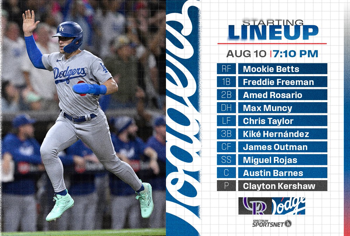 SportsNetLA's tweet image. Here's tonight's lineup 🆚 the #Rockies: