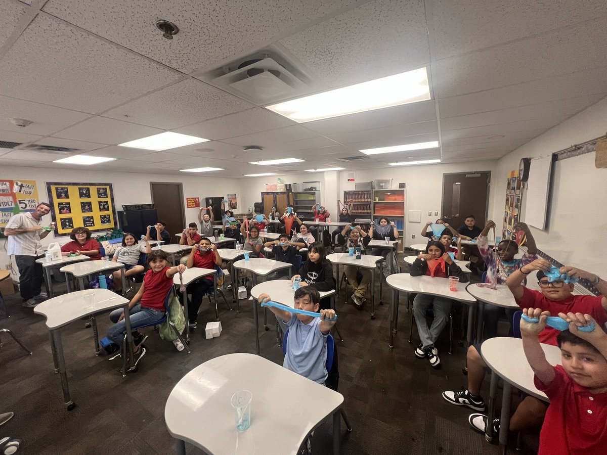 HeatherbraeCSD's tweet photo. Check out this slime-tastic lesson taught by Mr. Fitch! Our 6th grade Huskies discussed the properties of different states of matter and debated how to categorize slime. Do you know which state of matter it is considered?! Ask one of Mr. Fitch’s 6th grade scholars to find out! https://t.co/hXmNVI4bsx