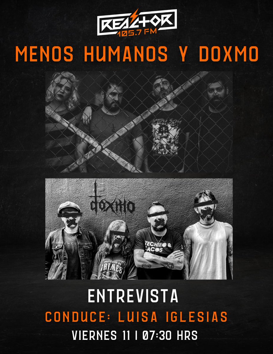 Reactor105's tweet photo. #LiberaLaReacción que arranca el día con muchos estrenos y el doble combo de entrevistas que @luisalaouija le realizará a @menoshumanos y #Doxmo previo al show que darán mañana.

Sintonicen que va estar brutal #EstáVivo hasta las 8 AM 💀🔥 https://t.co/hPQX5HQklT