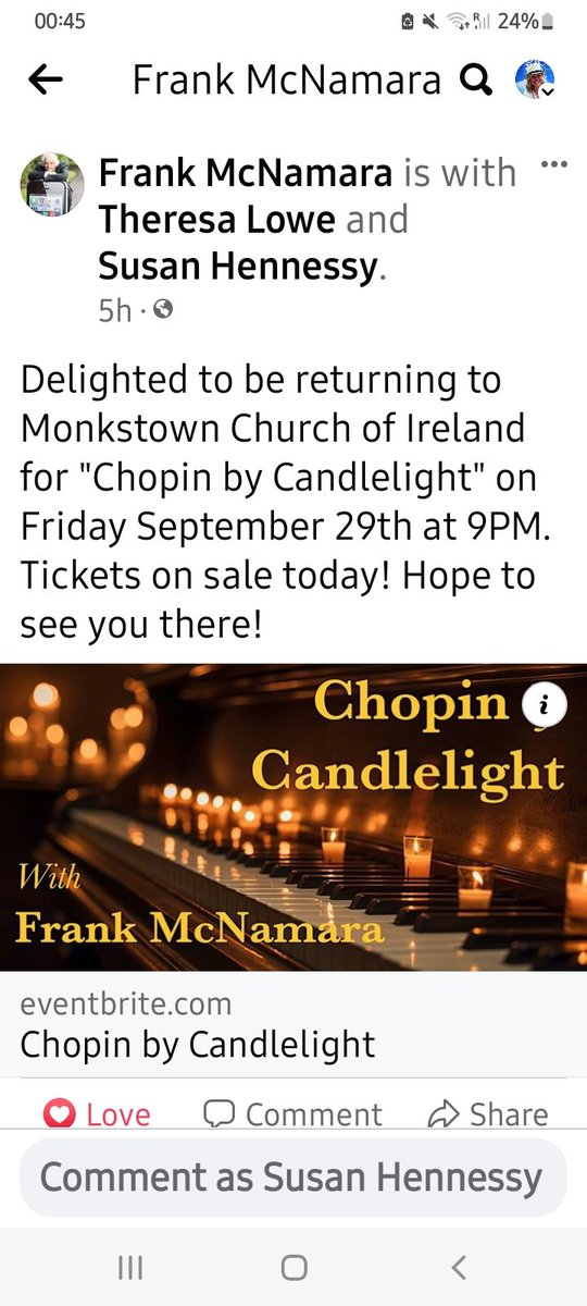 kaliasmum's tweet image. #eventsindublin #classicalconcerts #chopinbycandlelight #frankmcnamara #churchofirelandmonkstown #eventbrite