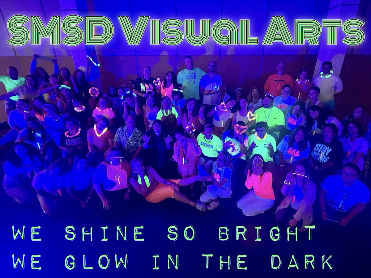 MakewithMsEllis's tweet photo. You know how us #ArtTeachers do. Give us a theme - we gonna get extra with it. Shining so bright we #glowinthedark #OneShawneeMission #SMSDTimeToShine #SMSDVisualArts @theSMSD @BrittanyGonser https://t.co/7DTcI9QDTn