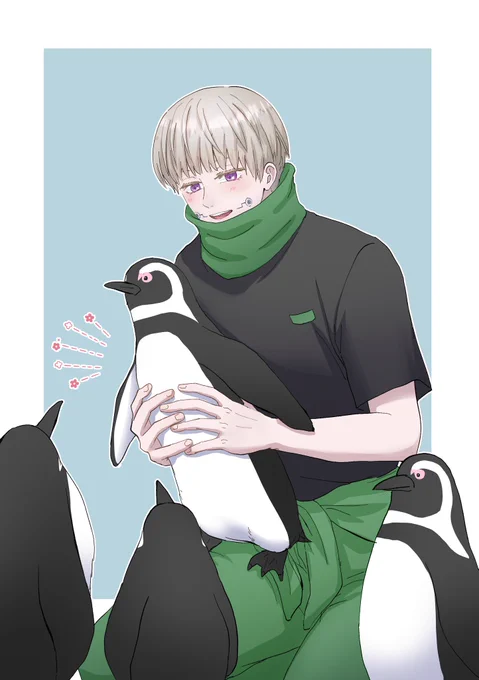ペンギンと棘くんコラボの描きたくなるよね 