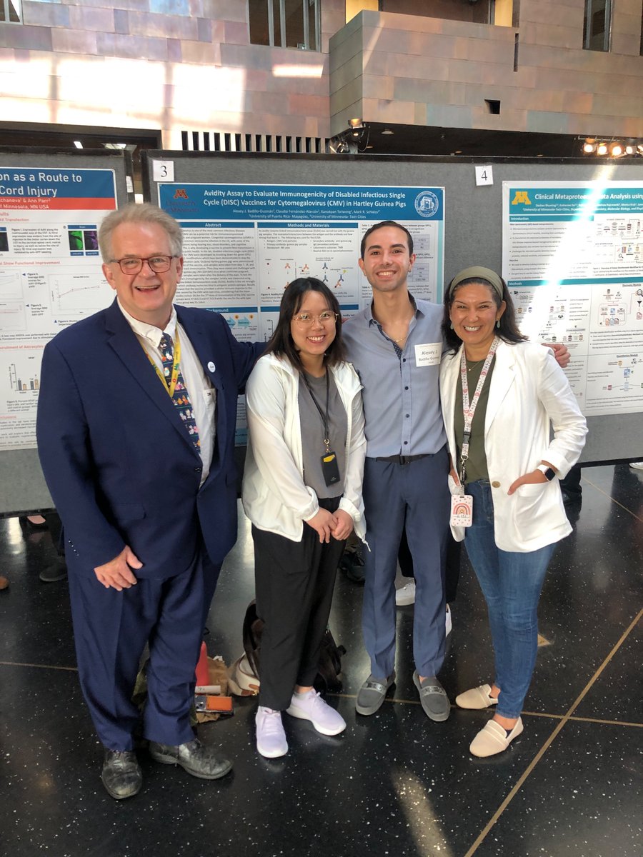 Great job today at LSSURP poster symposium by Alexey Badillo Guzman @UMNMSTP @umnmedschool presenting his work on IgG avidity after vaccination of guinea pigs in model of congenital CMV @NationalCMV infection! Vaccine avidity is equal to that seen in natural infection! @UMNPeds