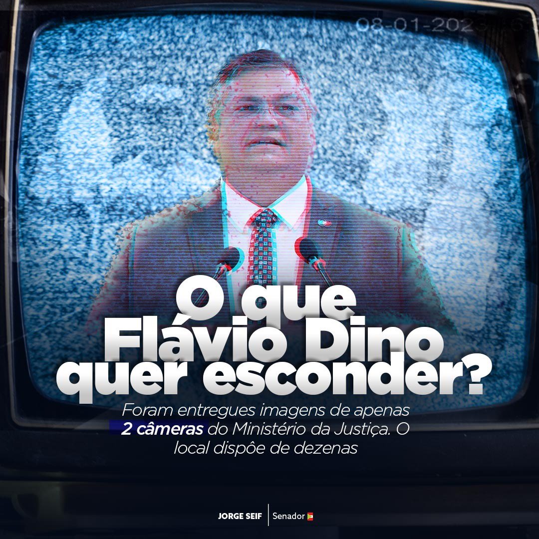 jorgeseifjunior's tweet photo. O Ministro da Justiça, mais uma vez, debocha do parlamento e da sociedade brasileira. 

O prazo oficial de 5 dias já acabou. Mas ele levou 11 dias sem fazer nada e vem agora pedir mais prazo? 

Essas imagens têm que aparecer!  

Vamos requerer busca e apreensão do restante das imagens das câmeras do MJ. Não vamos aceitar mais desrespeito! 

O MJ tem, no mínimo, 50 câmeras no seu circuito interno. Mas o senhor ministro encaminhou à CPMI apenas as imagens de duas delas, sendo que apenas uma é do circuito interno (recepção) do MJ.

Essas imagens não são suficientes para mostrar toda a sua incompetência, negligência e desrespeito com o Parlamento e com o Brasil, não é mesmo presidente @DepArthurMaia ?