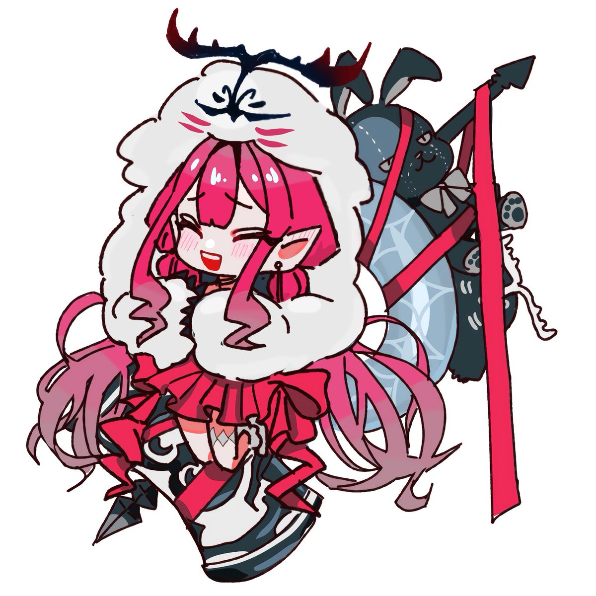 fairy knight tristan (fate) 1girl pointy ears stuffed toy long hair pink hair closed eyes solo  illustration images