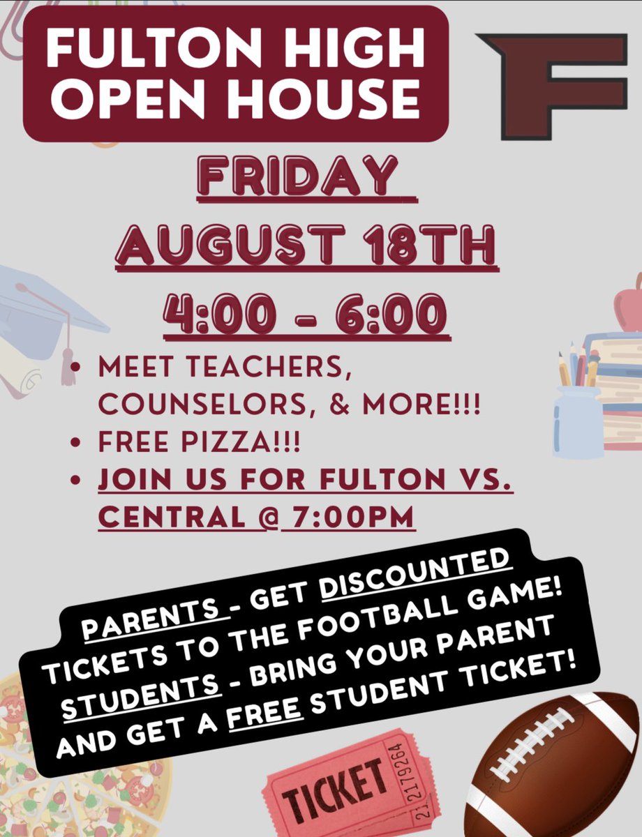 Get ready for our Open House! It’s going to be a great night to meet teachers and cheer on the Fulton Falcons!
