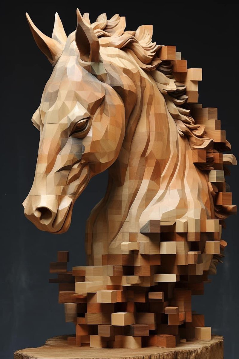 Isn't this wooden horse sculpture absolutely captivating? The craftsmanship is truly remarkable! 🐎✨ #woodensculpture #equestrianart #artistryatitsfinest #AI #AIart #equestrianart #artistryatitsfinest #equinebeauty #sculpturelovers #artthatmovesme #horselovers #artdiscovery