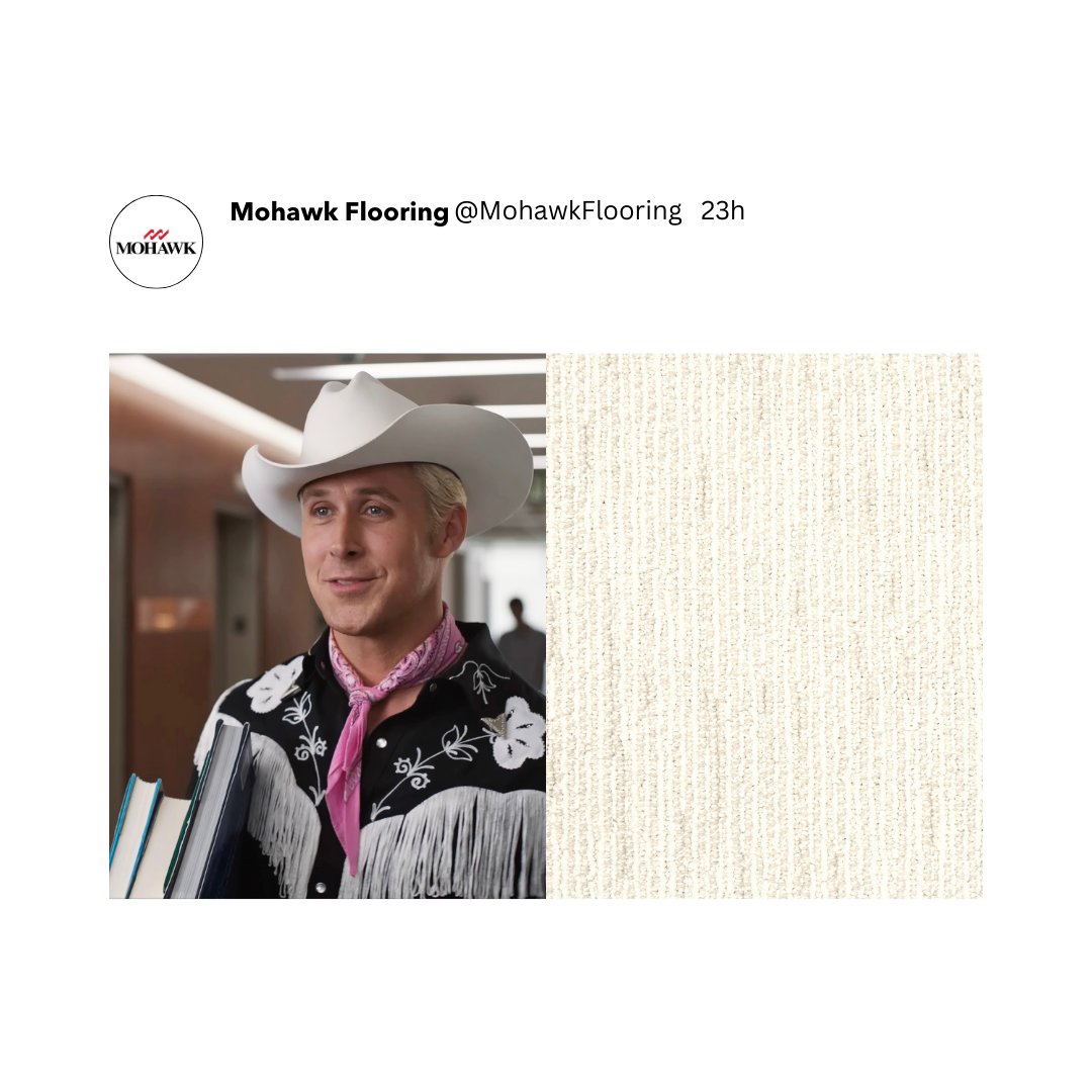 MohawkFlooring's tweet image. This #carpet is great for doing stuff. Even if your job is Beach. 🏖️ 

Love your floors, shop our #FloorAdore sale now through Sept 19.
Explore #SmartStrand: bit.ly/450f1az

#ryangosling #barbiemovie #barbie #imjustken #ken #kenough