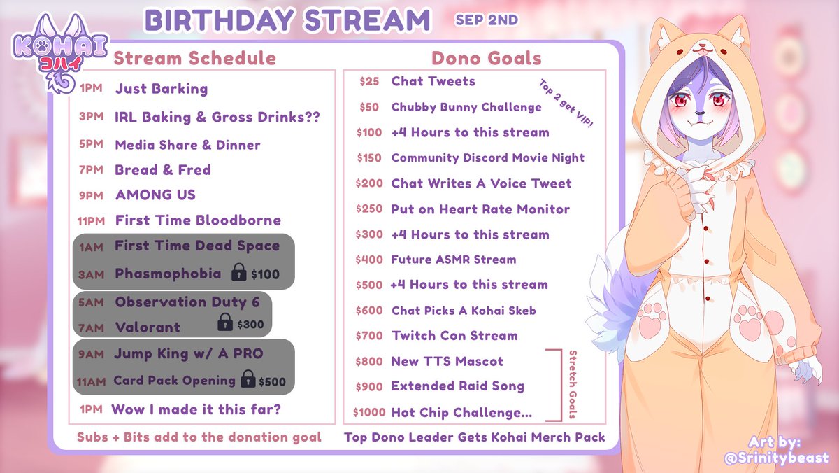 🎂IT'S MY BIRTHDAY STREAM!~🎂 🎉When? September 2nd ALL DAY🎉 🐶Make me stay up all night and drink gross things!🐶 💜Love you all MWAH~💜